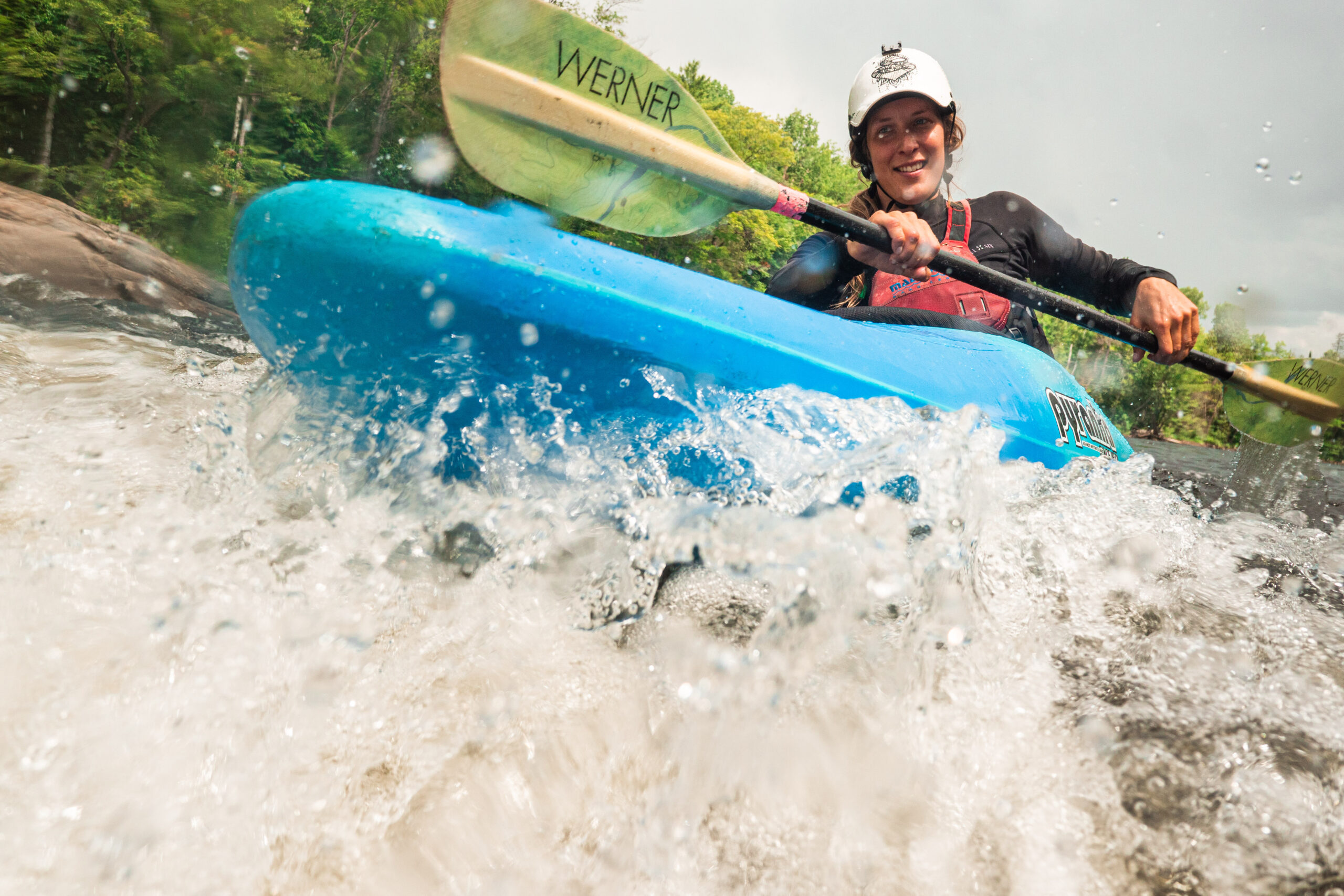 madawaska river paddling kayak fisheye woman